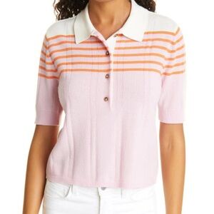 La Ligne Merino Wool Polo Shirt in Pink